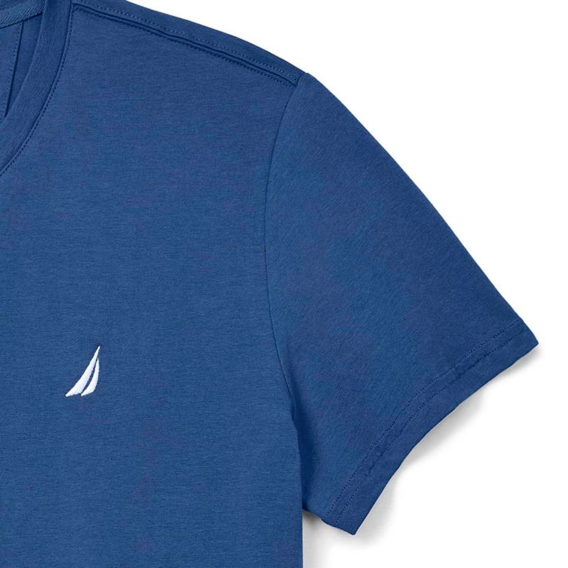 Camiseta Nautica Corte Entallado Cuello en V Azul Estate Talla M