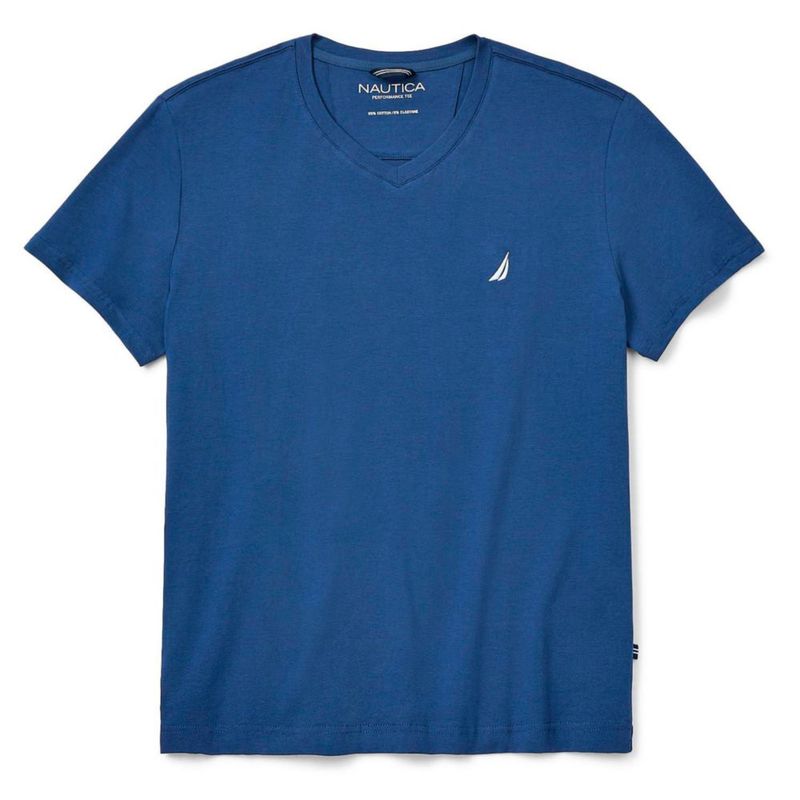 Camiseta Nautica Corte Entallado Cuello en V Azul Estate Talla M