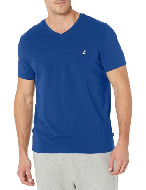 Camiseta Nautica Corte Entallado Cuello en V Azul Estate Talla M