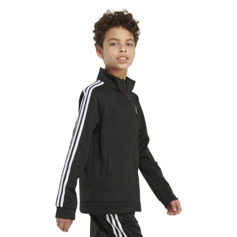 Chaqueta adidas para niño talla 5 negra con cremallera frontal y tejido tricot