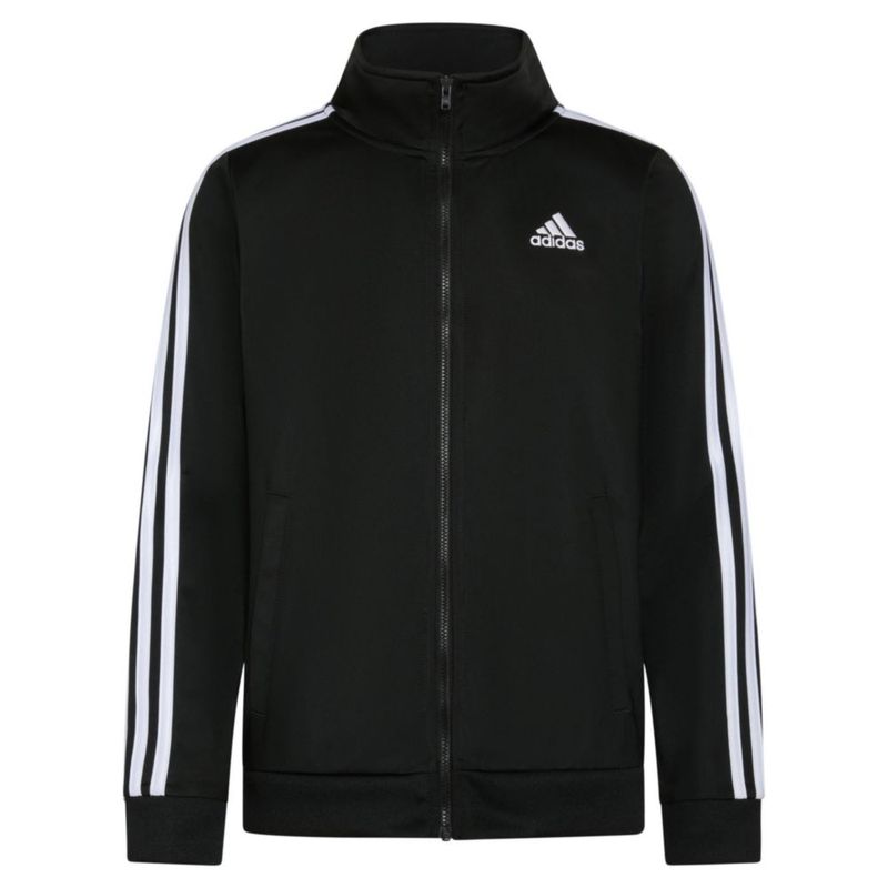Chaqueta adidas para niño talla 5 negra con cremallera frontal y tejido tricot