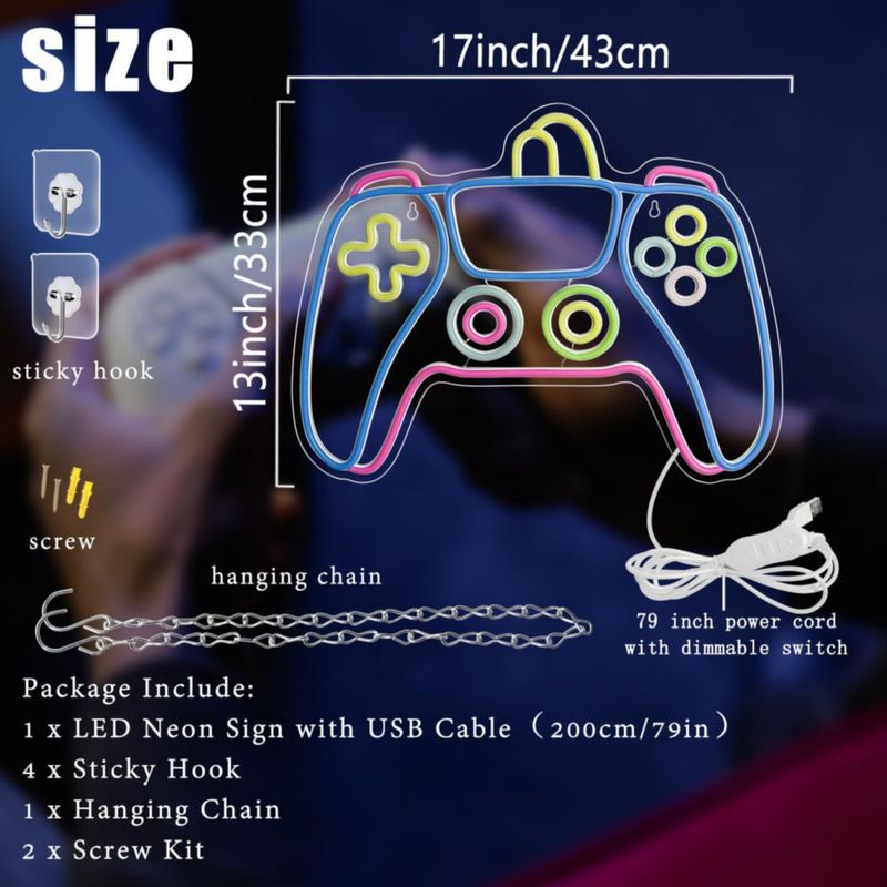 Letrero de Neón NeonNonefy 43x33 cm Controlador de Juegos LED