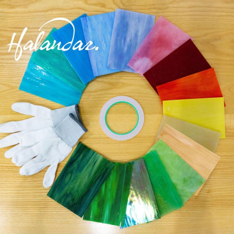 Láminas de Vidrio Vitrificado Halandar 10 x 15 cm 16 piezas con Accesorios