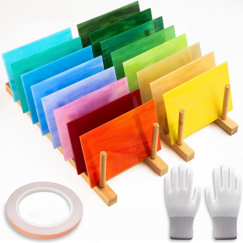 Láminas de Vidrio Vitrificado Halandar 10 x 15 cm 16 piezas con Accesorios