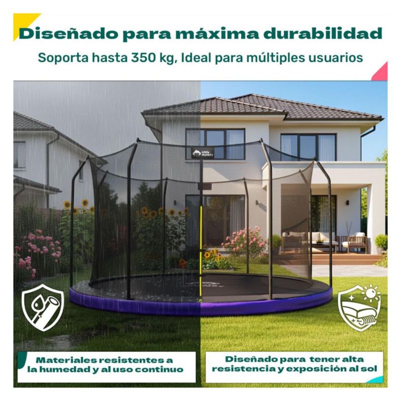 Trampolin Brincolin Little Monkey 14ft Gigante 4.2m con Malla de Seguridad Uso Exterior Estructura Tipo Calabaza Reforzada para Niños y Adultos