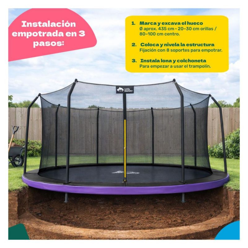 Trampolin Brincolin Little Monkey 14ft Gigante 4.2m con Malla de Seguridad Uso Exterior Estructura Tipo Calabaza Reforzada para Niños y Adultos