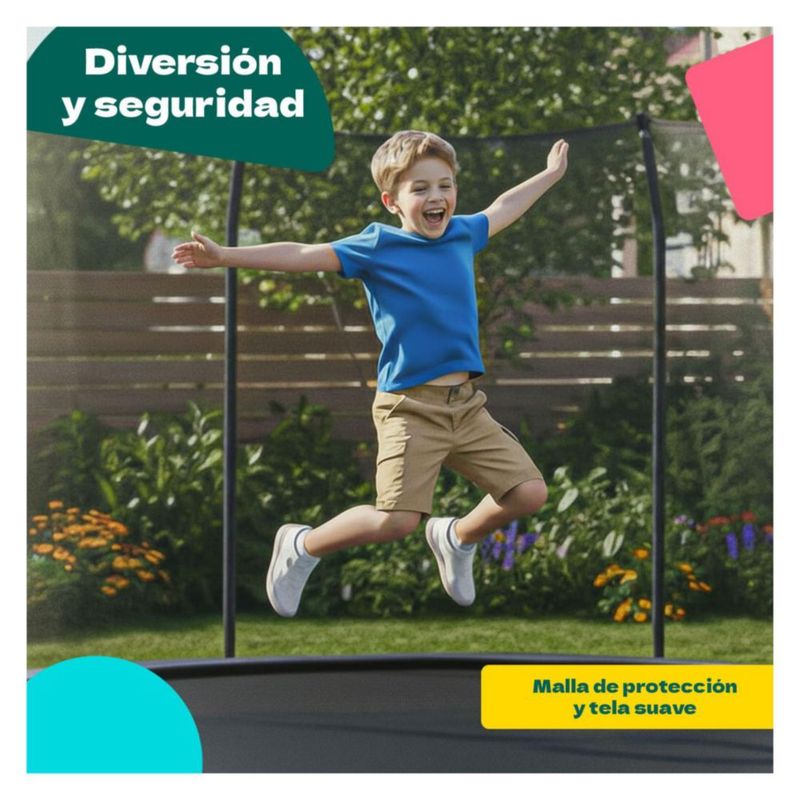 Trampolin Brincolin Little Monkey 14ft Gigante 4.2m con Malla de Seguridad Uso Exterior Estructura Tipo Calabaza Reforzada para Niños y Adultos