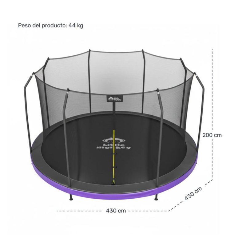 Trampolin Brincolin Little Monkey 14ft Gigante 4.2m con Malla de Seguridad Uso Exterior Estructura Tipo Calabaza Reforzada para Niños y Adultos