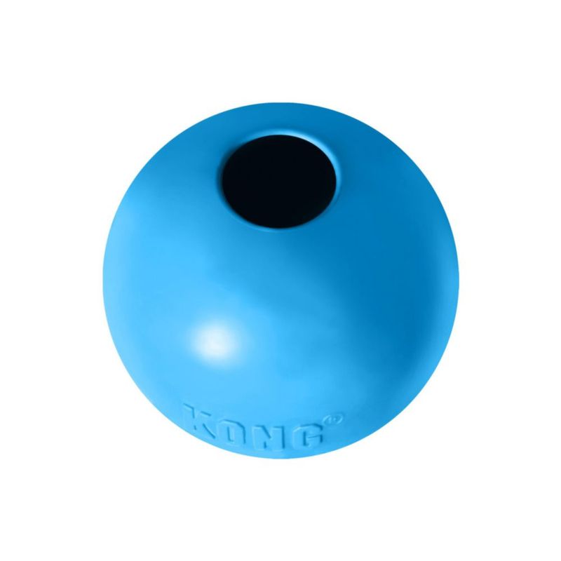 Pelota KONG para cachorros de caucho natural azul con agujero pequeño
