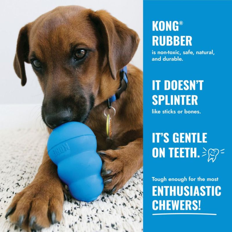 Pelota KONG para cachorros de caucho natural azul con agujero pequeño