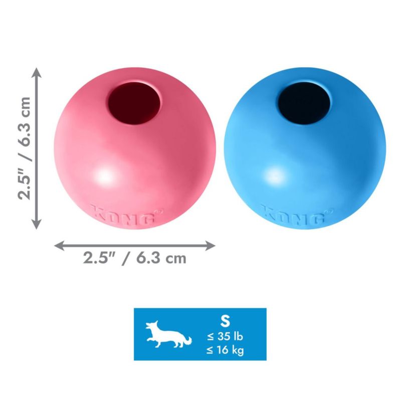 Pelota KONG para cachorros de caucho natural azul con agujero pequeño