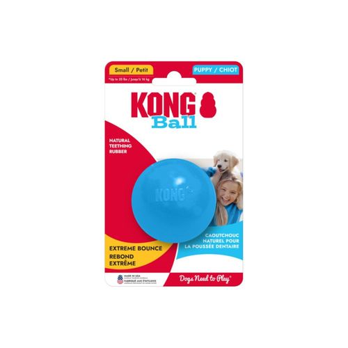 Pelota KONG para cachorros de caucho natural azul con agujero pequeño