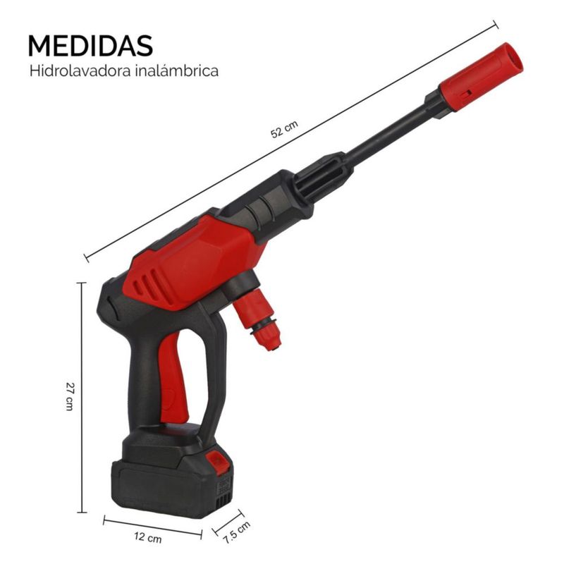 LO NECESITO Hidrolavadora inalámbrica de alta presión para lavado color negro | Portátil, multiusos.