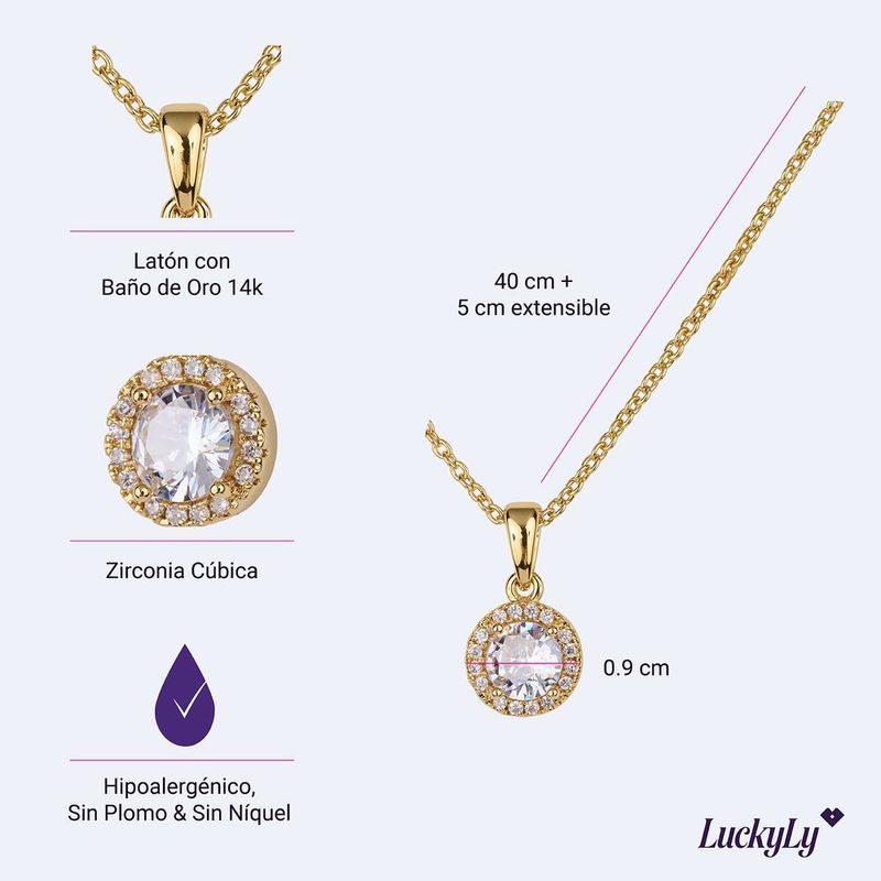Collar luckyly baño oro 14k con zirconia cúbica judy blanco