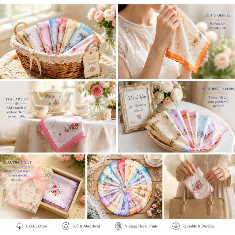 Pañuelos de algodón Zhanmai 30 cm paquete de 20 estilo 1