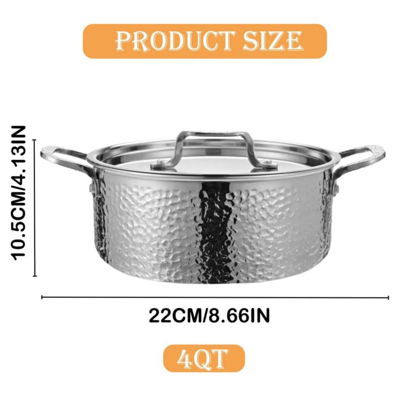 Cacerola vivicreate de 4 cuartos Tri‑ply de acero inoxidable