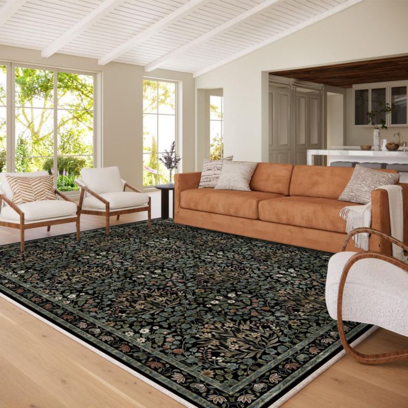 ALFOMBRA Baksham 244 cm x 152 cm con diseño floral lavable y antideslizante