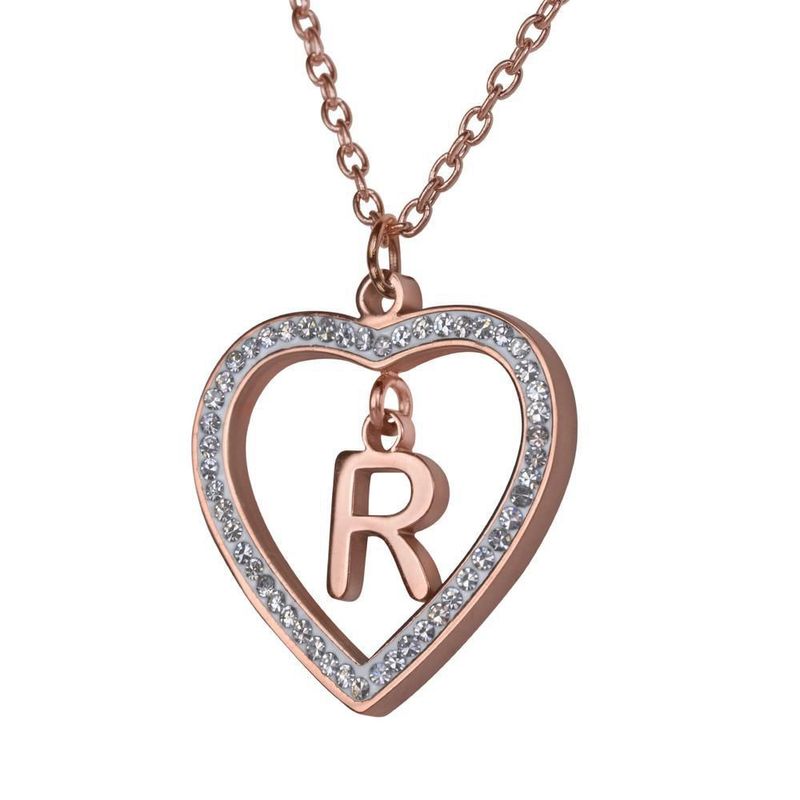 Collar luckyly acero inox inicial a - z baño oro rosa 18k adina rosa