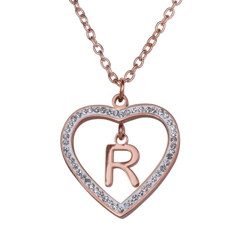 Collar luckyly acero inox inicial a - z baño oro rosa 18k adina rosa