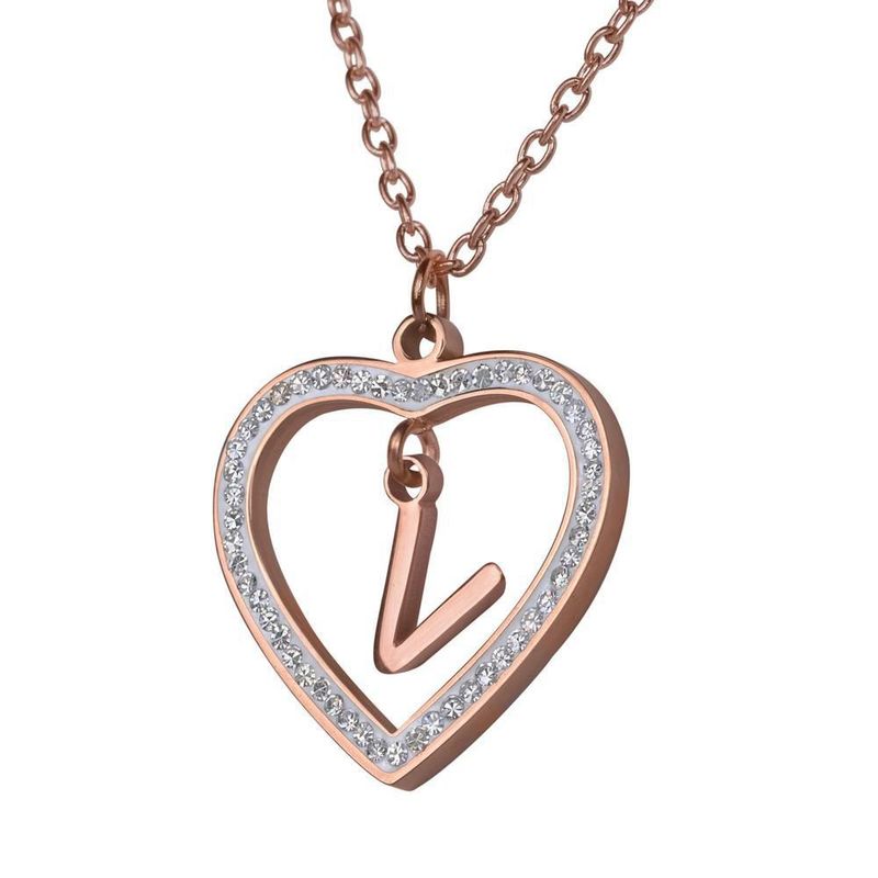Collar luckyly acero inox inicial a - z baño oro rosa 18k adina rosa