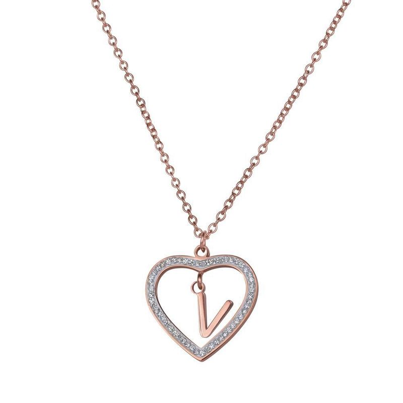 Collar luckyly acero inox inicial a - z baño oro rosa 18k adina rosa
