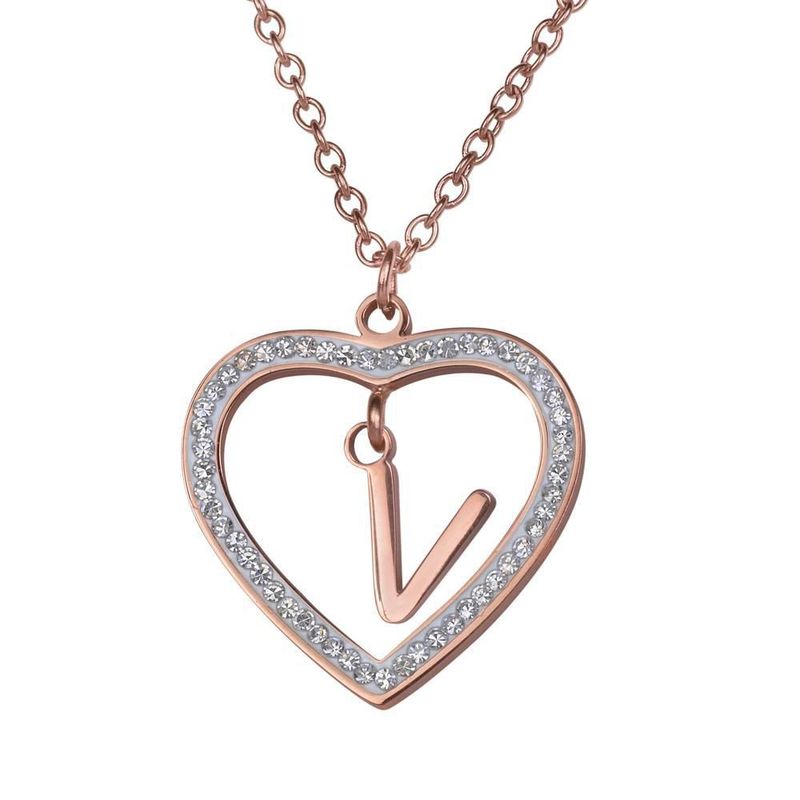 Collar luckyly acero inox inicial a - z baño oro rosa 18k adina rosa