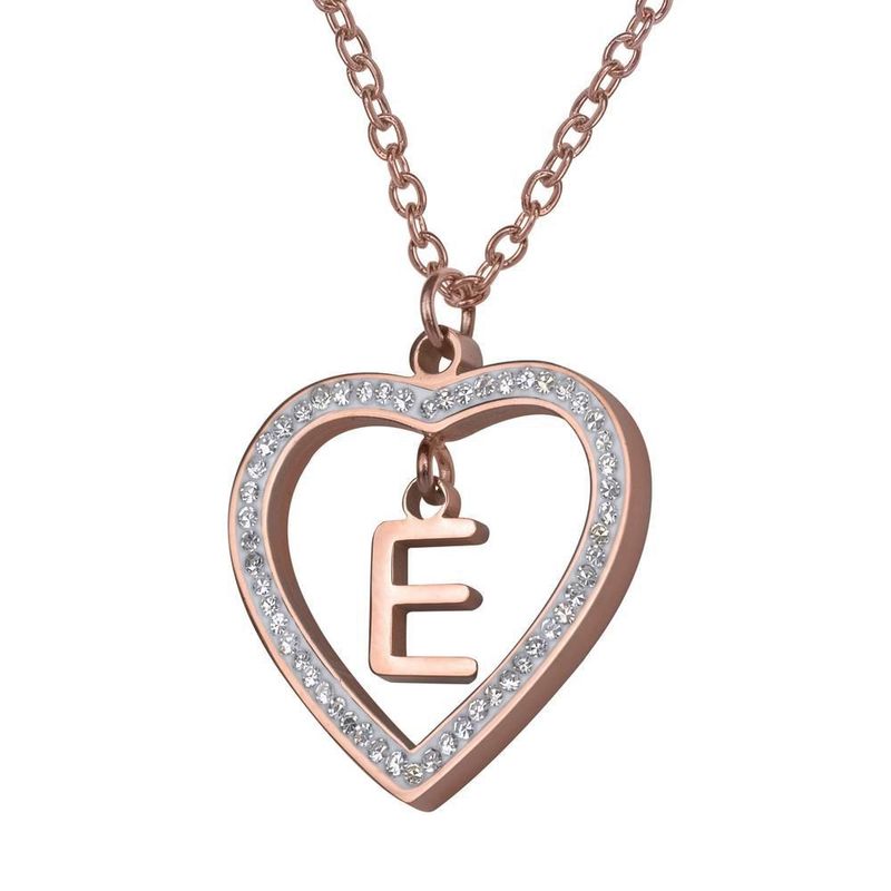 Collar luckyly acero inox inicial a - z baño oro rosa 18k adina rosa