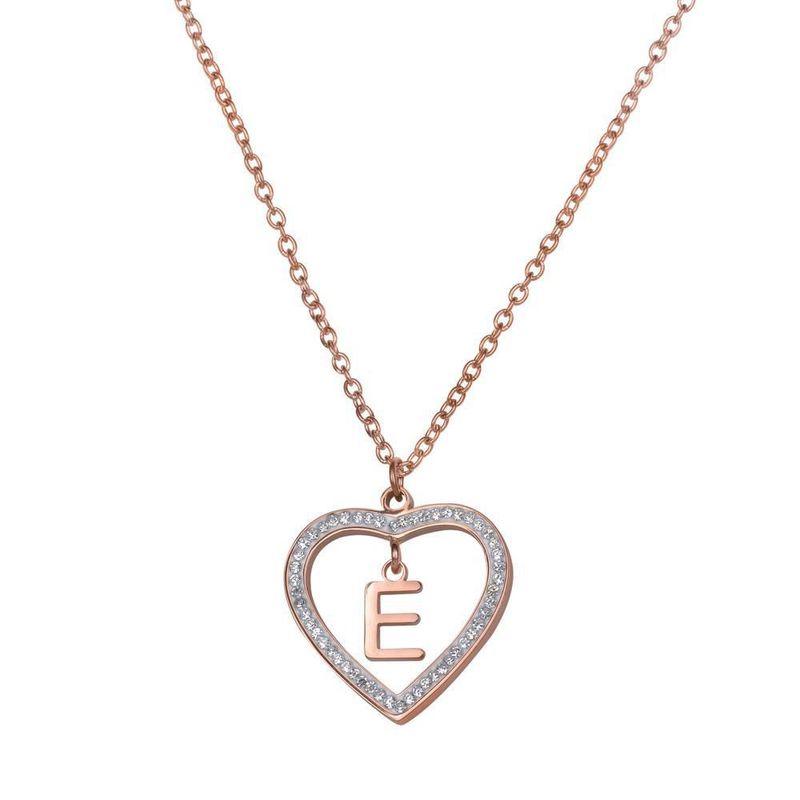 Collar luckyly acero inox inicial a - z baño oro rosa 18k adina rosa
