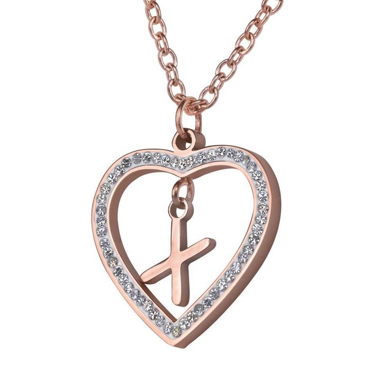 Collar luckyly acero inox inicial a - z baño oro rosa 18k adina rosa