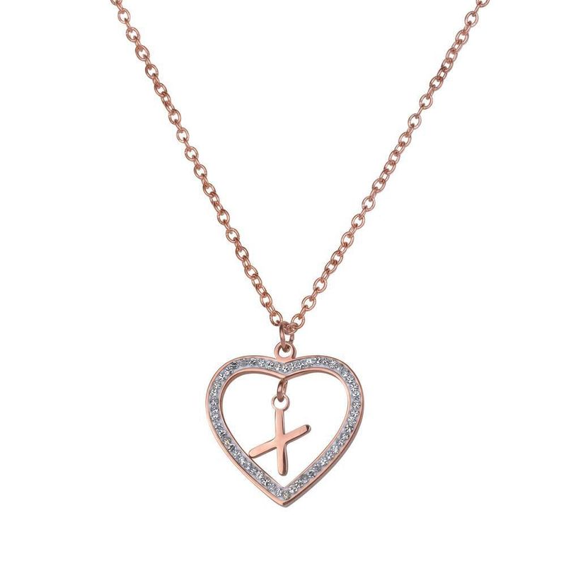 Collar luckyly acero inox inicial a - z baño oro rosa 18k adina rosa