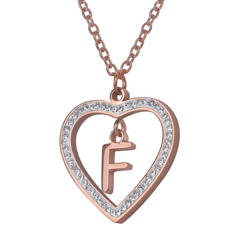 Collar luckyly acero inox inicial a - z baño oro rosa 18k adina rosa