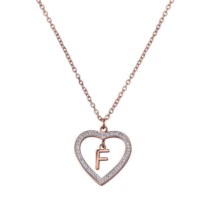 Collar luckyly acero inox inicial a - z baño oro rosa 18k adina rosa