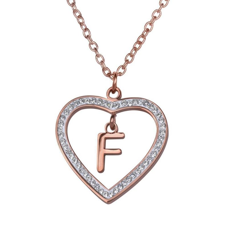 Collar luckyly acero inox inicial a - z baño oro rosa 18k adina rosa