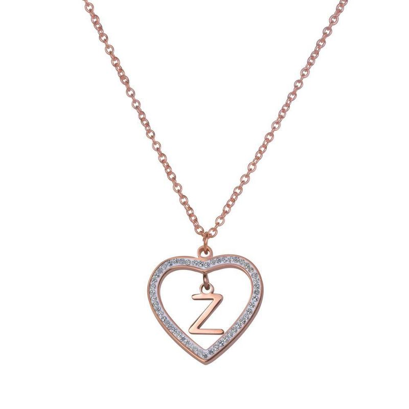 Collar luckyly acero inox inicial a - z baño oro rosa 18k adina rosa