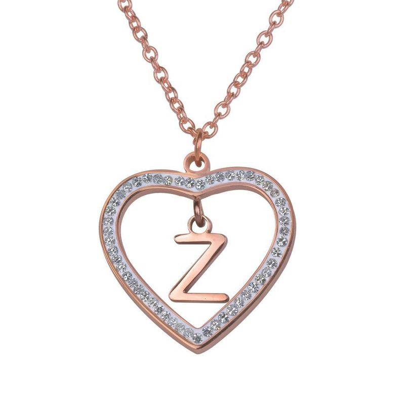 Collar luckyly acero inox inicial a - z baño oro rosa 18k adina rosa