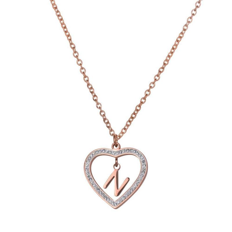 Collar luckyly acero inox inicial a - z baño oro rosa 18k adina rosa