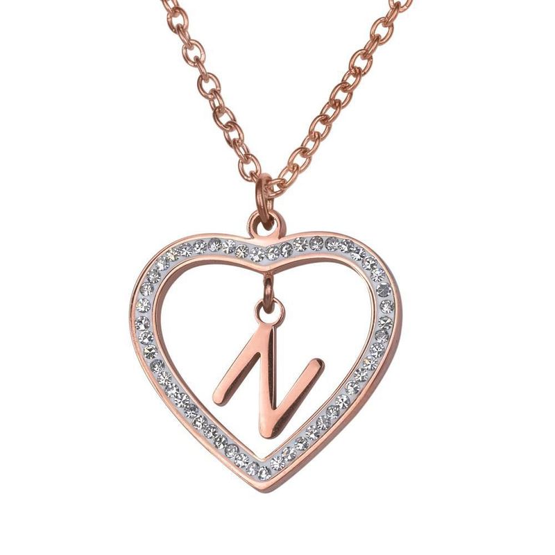 Collar luckyly acero inox inicial a - z baño oro rosa 18k adina rosa