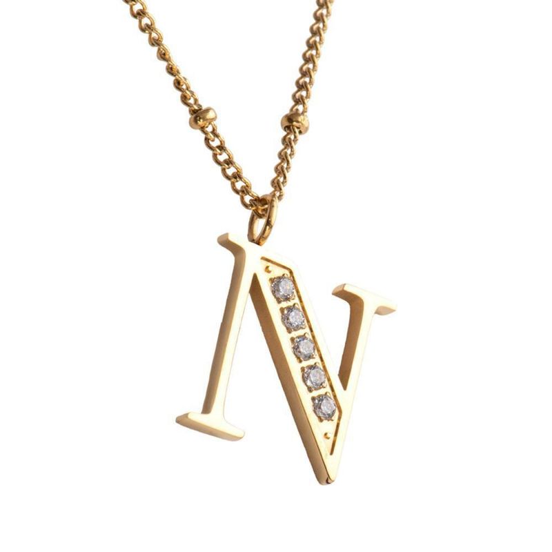 Collar luckyly acero inoxidable con baño de oro 14 k iniciales a - z olga dorado