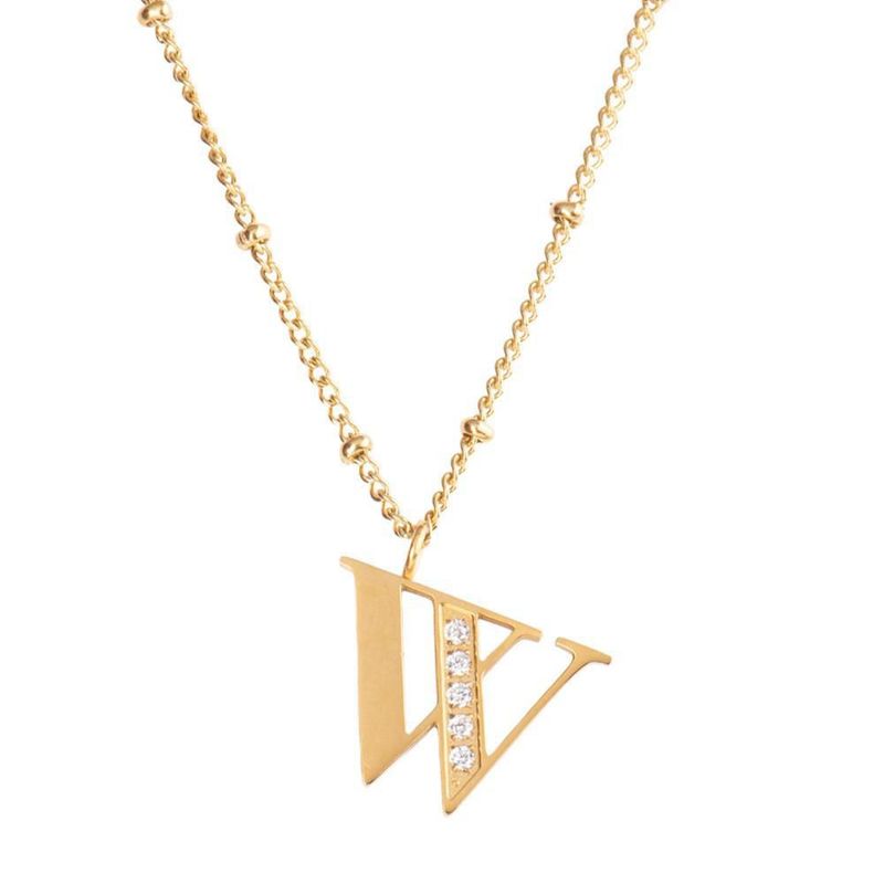 Collar luckyly acero inoxidable con baño de oro 14 k iniciales a - z olga dorado