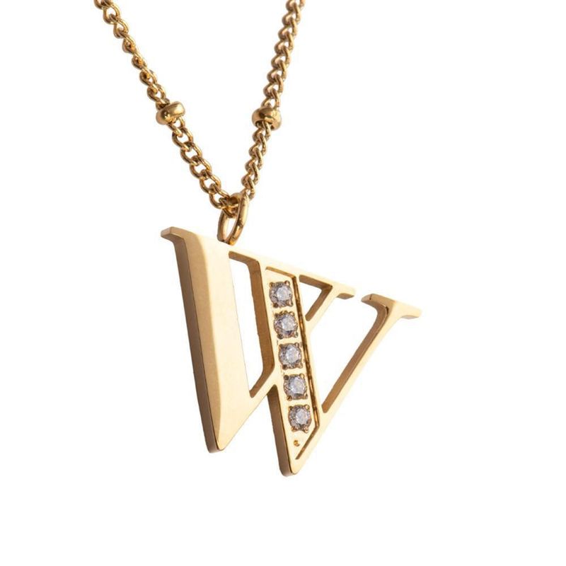 Collar luckyly acero inoxidable con baño de oro 14 k iniciales a - z olga dorado