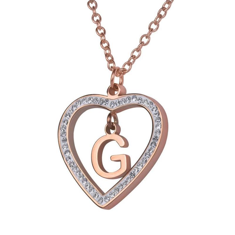 Collar luckyly acero inox inicial a - z baño oro rosa 18k adina rosa