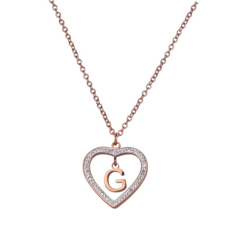 Collar luckyly acero inox inicial a - z baño oro rosa 18k adina rosa