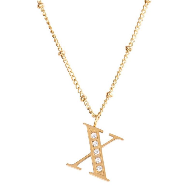 Collar luckyly acero inoxidable con baño de oro 14 k iniciales a - z olga dorado