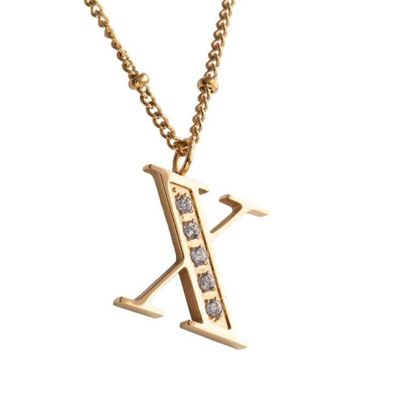 Collar luckyly acero inoxidable con baño de oro 14 k iniciales a - z olga dorado