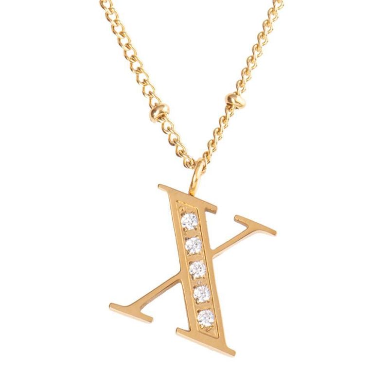 Collar luckyly acero inoxidable con baño de oro 14 k iniciales a - z olga dorado