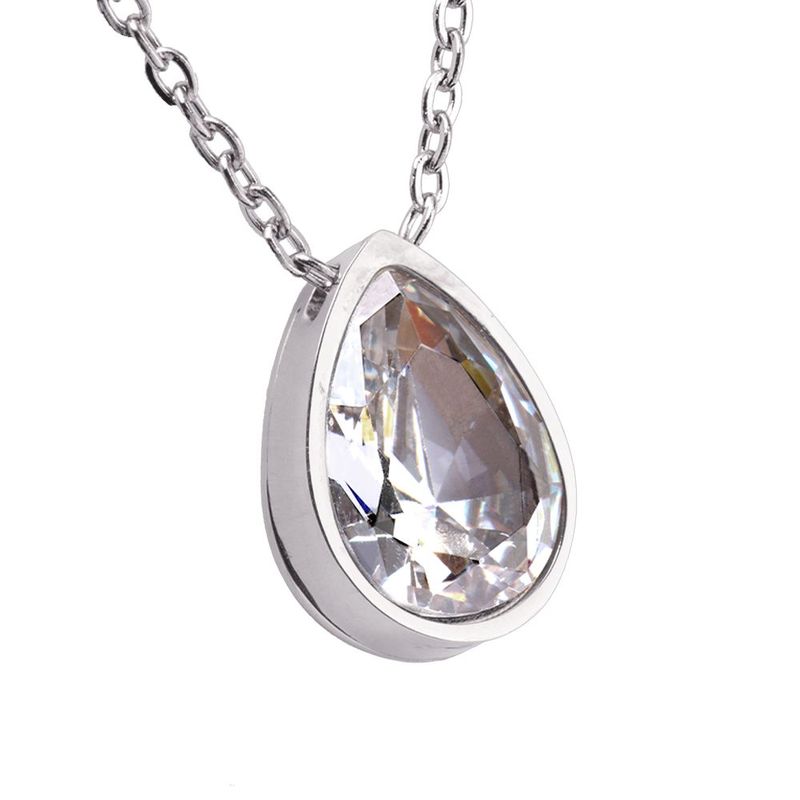Collar luckyly baño de oro rosa 18k acero inox dije de zirconia hilda plateado