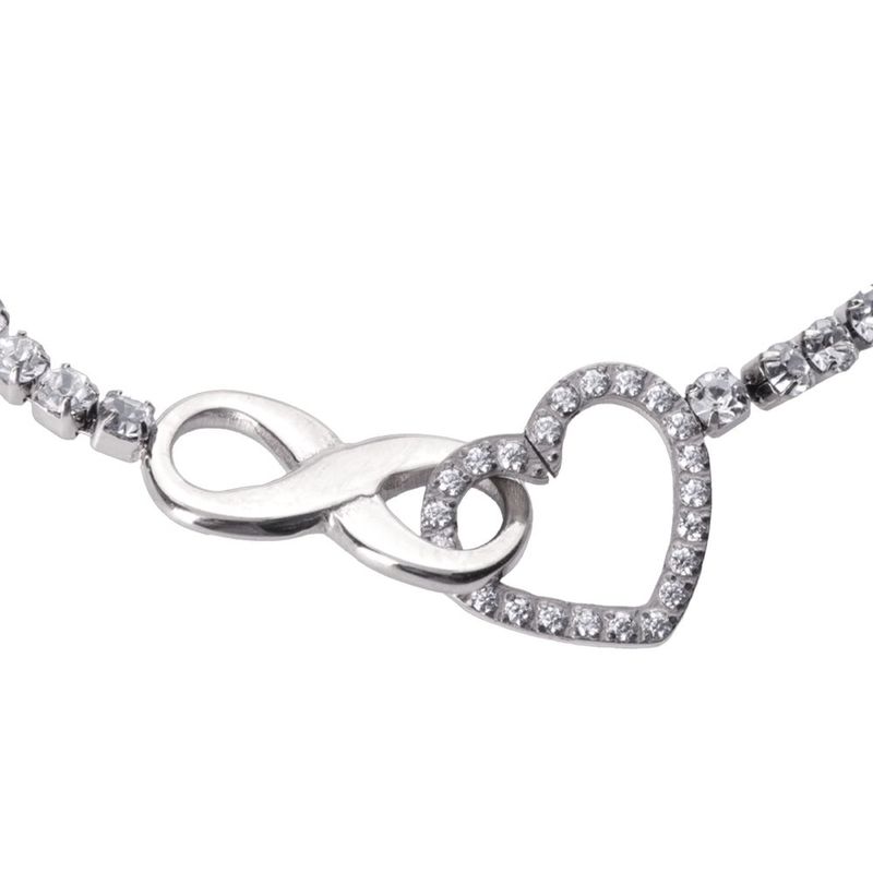 Pulsera luckyly corazón baño oro 18k acero inox y zirconia nia plateado