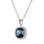 Collar luckyly baño oro 14k acabado brillante dije de zirconia cleo azul