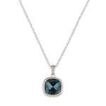 Collar luckyly baño oro 14k acabado brillante dije de zirconia cleo azul