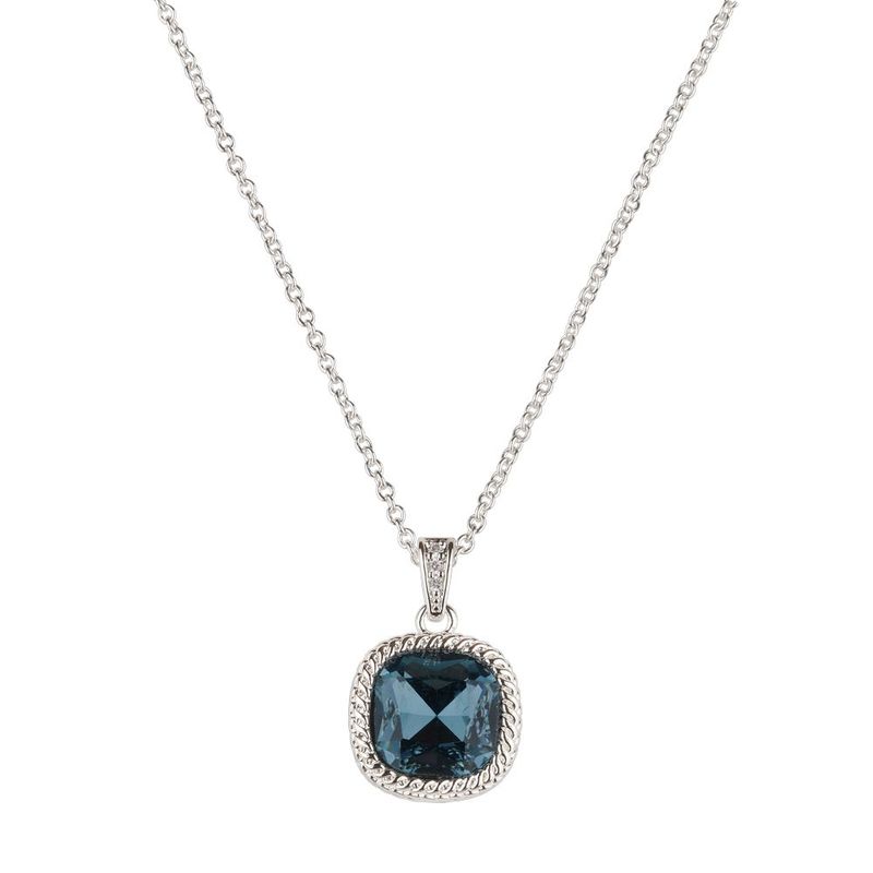 Collar luckyly baño oro 14k acabado brillante dije de zirconia cleo azul
